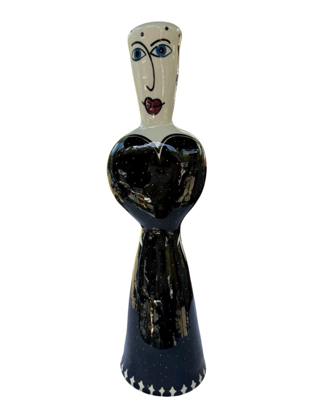 Signed Vintage Cubist Style Ceramic Woman Figurine Art Pottery